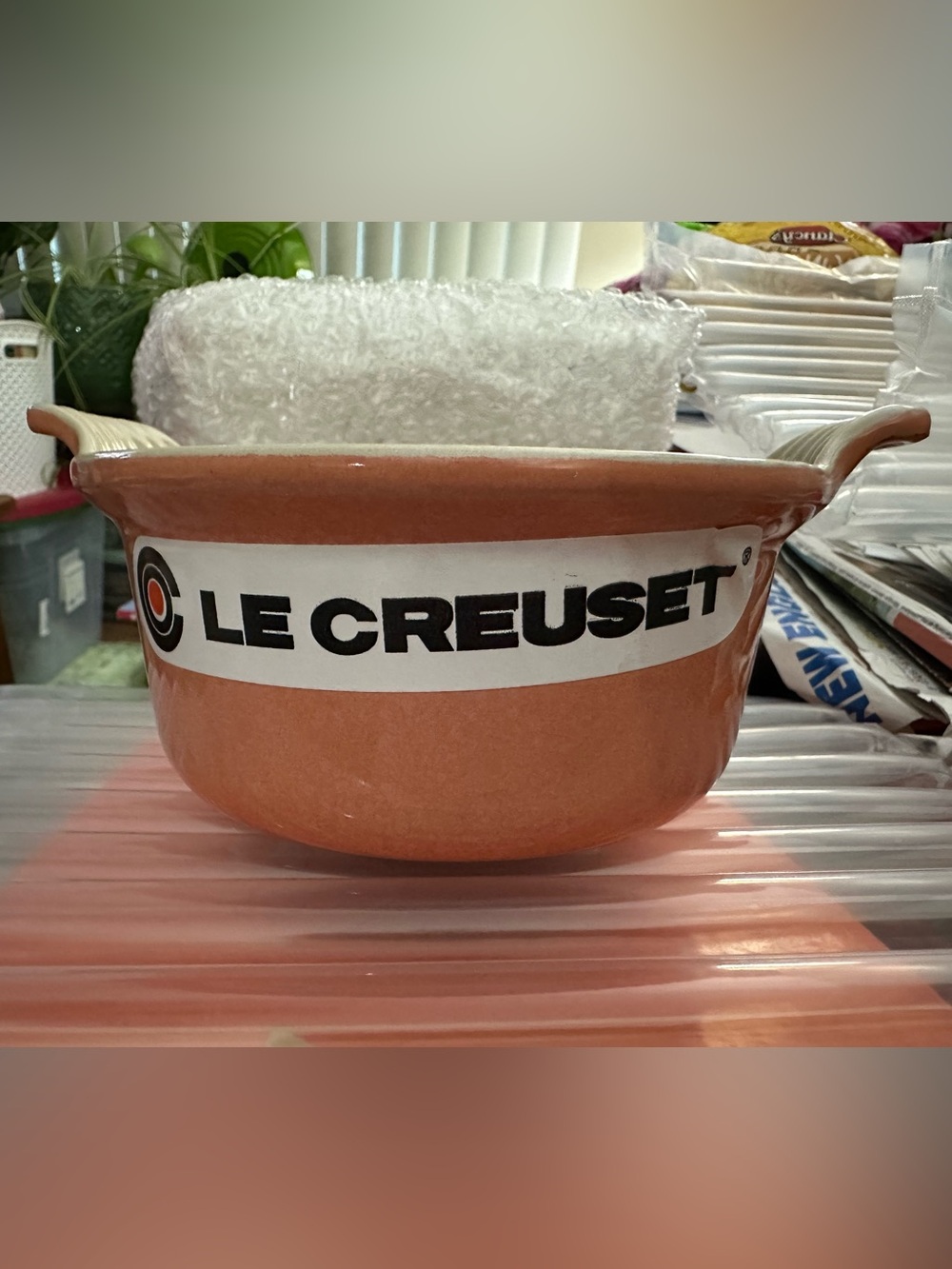 Le Creuset ECI Fondue Pot in Salmon - Vintage
